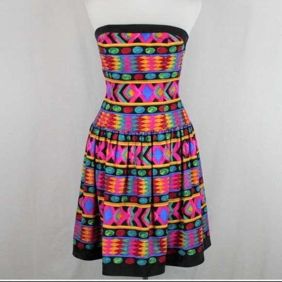 𝅺DEADSTOCK vintage dress 80s NWT tulle skirt strapless bodice corset A.J. Bari - Picture 13 of 15